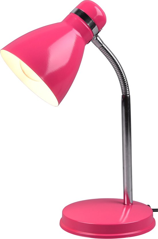 Reality - LED Bureaulamp - Tafelverlichting - E27 Fitting - Rond - Roze - Aluminium