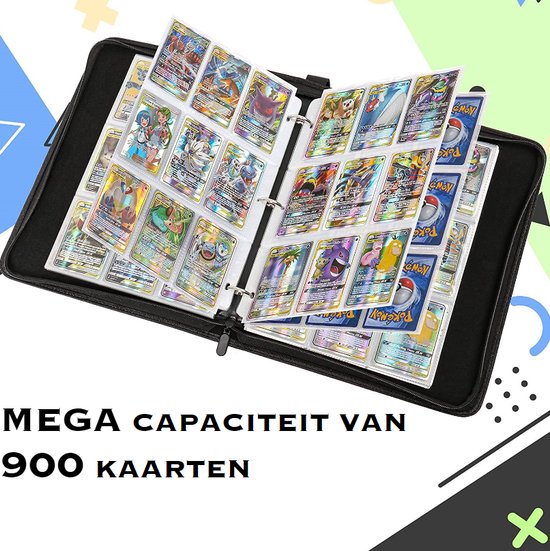 Thumbnail van een extra afbeelding van het spel Premium Verzamelmap - Pokémon Kaarten - Trading Cards - Waterproof - 900 Kaarten - 50 Pagina's - 9 Pocket - A4 Formaat - Binder - MEGA CAPACITEIT