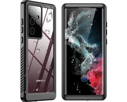 SBG Outdoor Case Waterdicht Transparant Hoesje geschikt voor Samsung Galaxy S22 Ultra | Shockproof | Onderwater tot twee meter | Antislip greep | IP68-gecertificeerd | Doorzichtig / Zwart