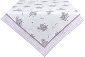 Clayre & Eef Tafelkleed 150x150 cm Wit Paars Katoen Vierkant Lavendel Tafellaken