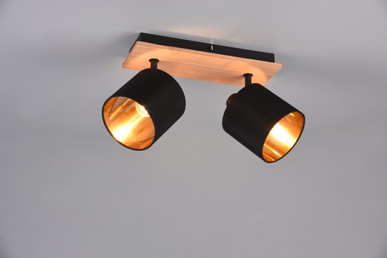 Reality - Spot plafond LED - Eclairage plafond - Culot E14 - 2 lumières - Rectangle - Marron - Aluminium