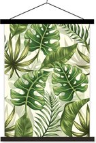 Porte-affiche avec affiche 60x80 cm - Affiche scolaire - Monstera - Illustration - Wit - Filles - Enfants - Garçons - Affiche textile - Lattes noires