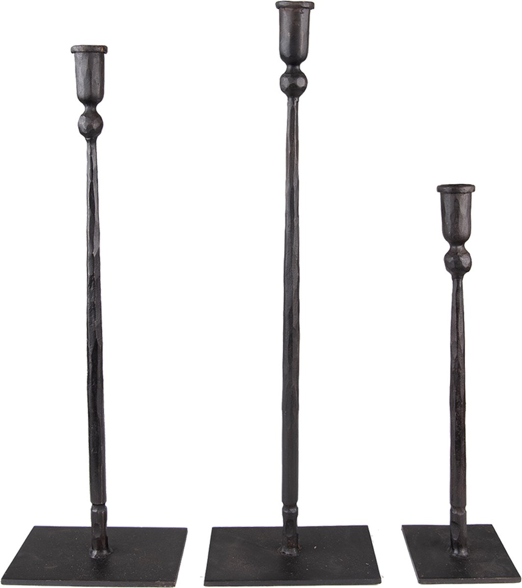 Clayre & Eef Kandelaar Set van 3 35 / 49 / 52 cm Zwart IJzer