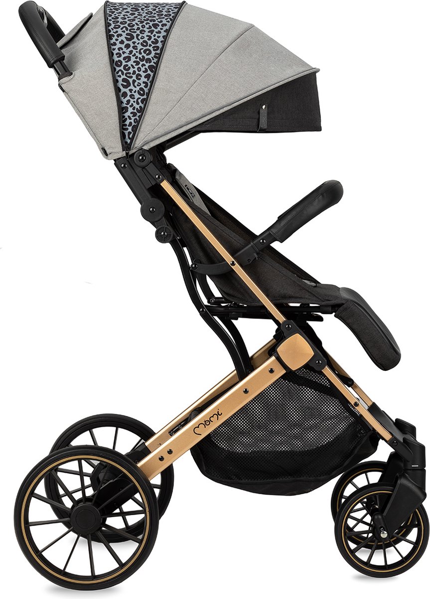 MoMi Estelle Dakar Wandelwagen - Compacte Lichtgewicht Buggy - XXL Wielen - Inclusief Regenhoes, Voetenzak & Muskietennet - Leopard Grijs thumbnail 4