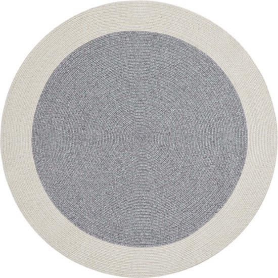 Tapis d'extérieur rond bord - Trenzado gris/crème 150 cm rond