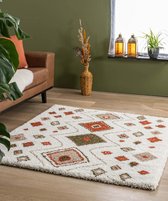 Vierkant hoogpolig vloerkleed bohemian Artisan - wit/multi 160x160 cm