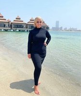 Burkini RIYAD - XXL van MADAMME BK Paris maat XXL | Burqini | Burkini | Zwarte bescheiden zwemkleding zwemset: zwemtuniek, zwemlegging & zwemtulband hijab bescheiden zwempak | islamitische badkleding | modest swimwear