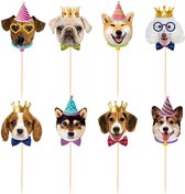 8 cupcake toppers Happy Birthday Dogs met diverse honden afbeeldingen - hond - huisdier - cupcake - dier