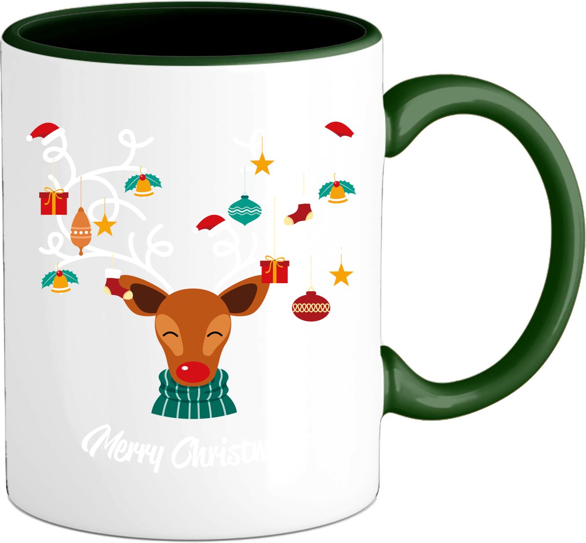 Merry christmas kerstballen gewei - Mok - Bottle Groen