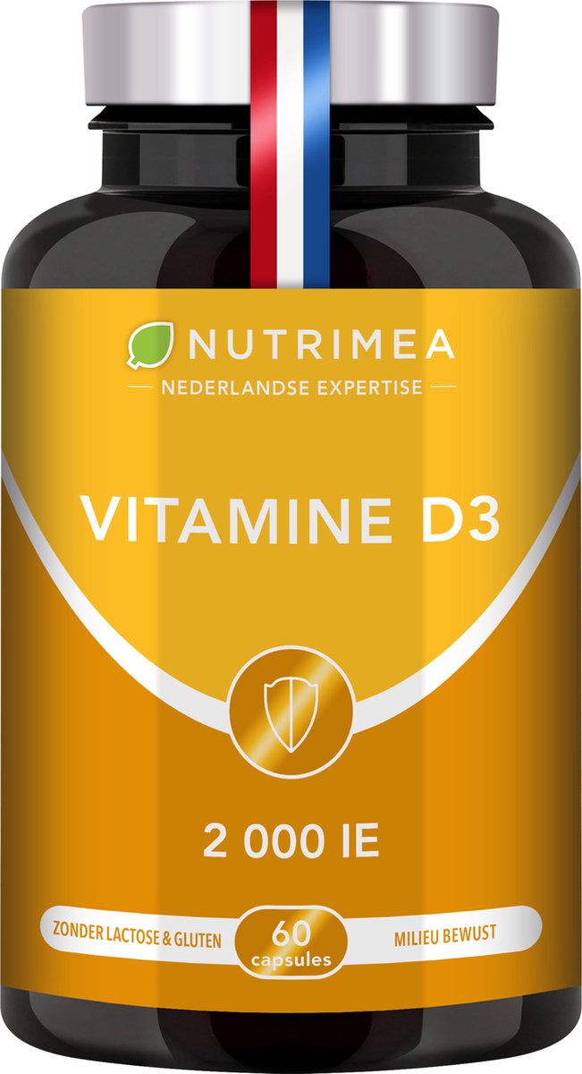 Vitamine D3 - 100% puur - Gezondheid van botten en tanden - Immuniteit - 60 Capsules - Nutrimea