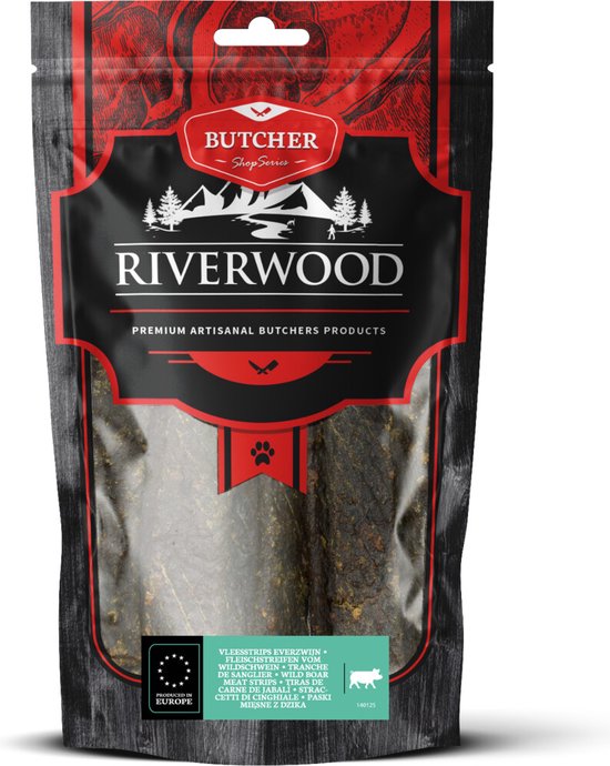 Foto: Riverwood vleesstrips wild zwijn 150 gr