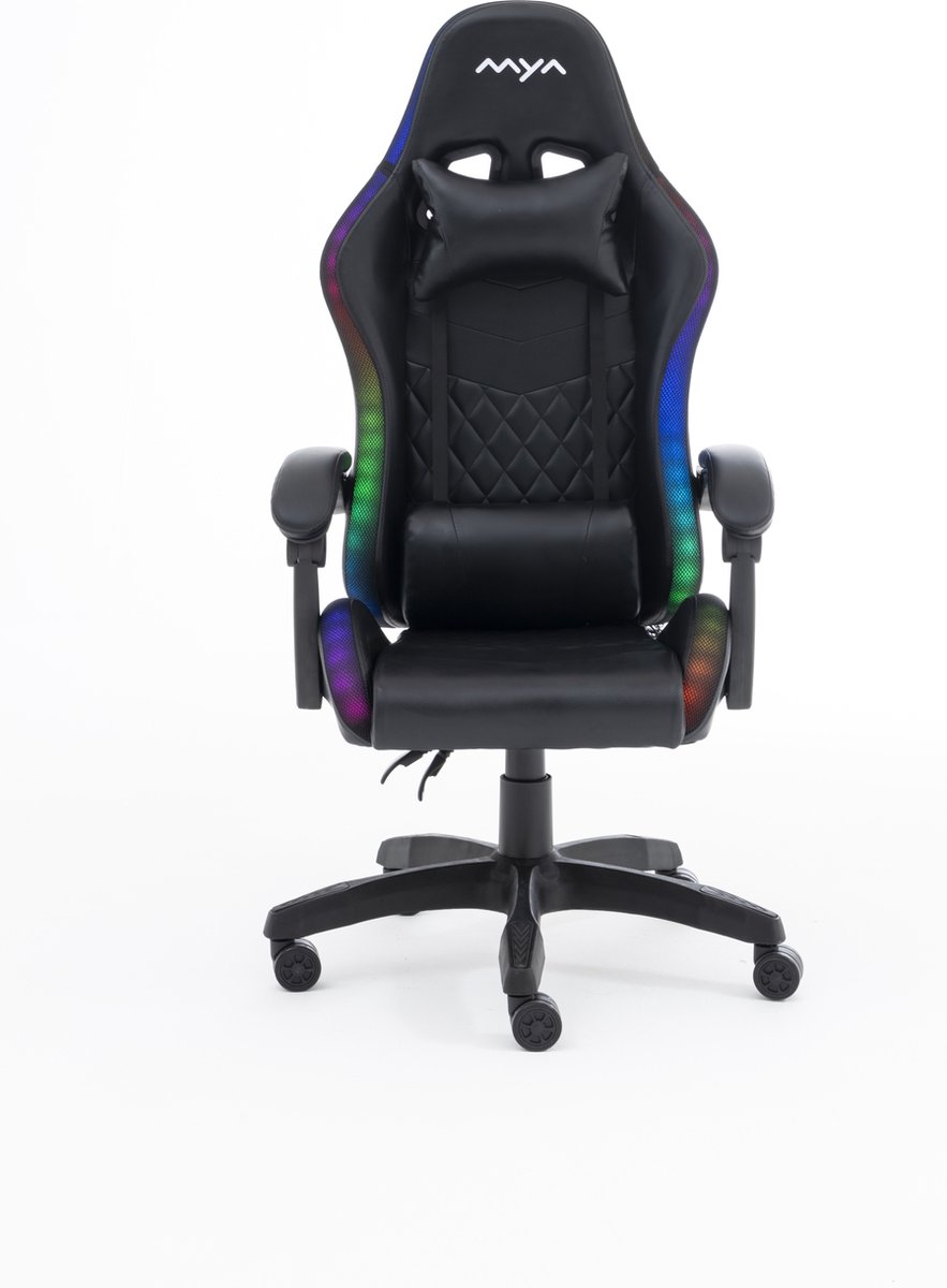 Mya CYBORG MY1 - gaming stoel - Zwart PU-leer - RGB verlichting - inclusief afstandsbediening
