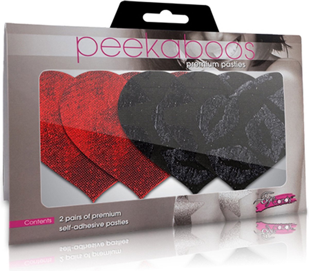 Peekaboo Sexy Pasties Stolen Kisses Hearts - Zwart