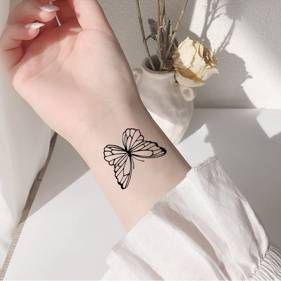 Papillon noir faux tatouage-papillon tatouage autocollant-tatouages  temporaires-... | bol