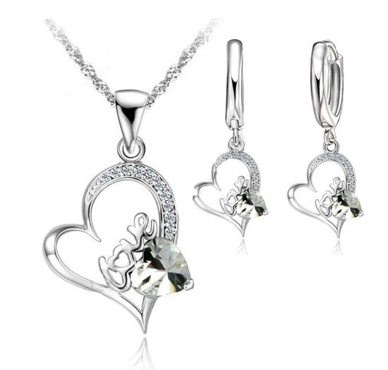 Schöner-SD Set halsketting oorbellen sieradenset met parels 925 zilver rhodium, Parel, parels, zirkonia