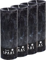 SPAAS Kaarsen - Rustieke kaars hoogte 19cm, ± 95 uur - Zwart - 4 stuks