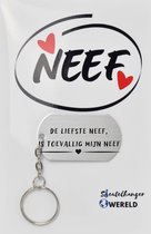 De liefste neef is toevallig mijn neef Sleutelhanger inclusief kaart - neef cadeau - neef - Leuk kado voor je neef om te geven - 2.9 x 5.4CM