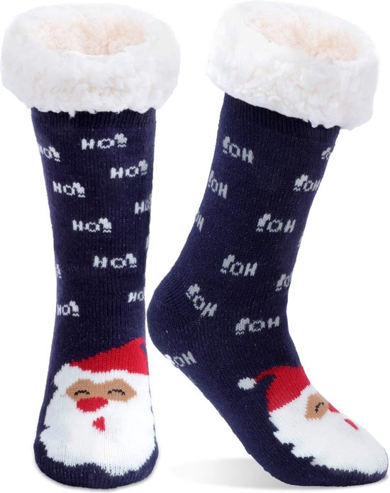 JAXY - Huissokken Dames - Verwarmde Sokken - Anti Slip Sokken - Huissokken - Bedsokken - Warme Sokken - Kerstcadeau Voor Vrouwen - Thermosokken - Dikke Sokken - Fluffy Sokken - Kerstsokken Dames en Heren - Kerstman