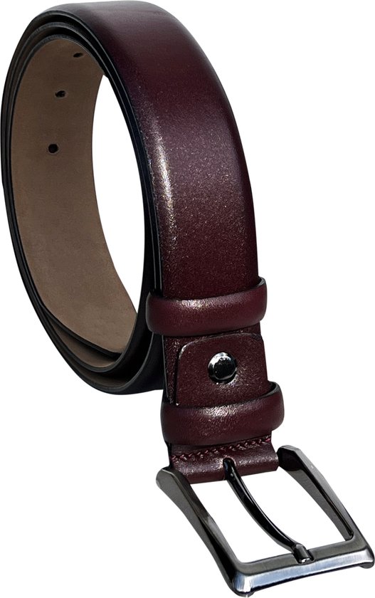 AKA deri-Riemen heren Bordeaux - pak riem  klassiek riem - Echt Leer-Taille: 95 cm - Totale lengte riem: 110 cm-cadeau voor man-Breedte 3,5 cm - vaderdag cadeau