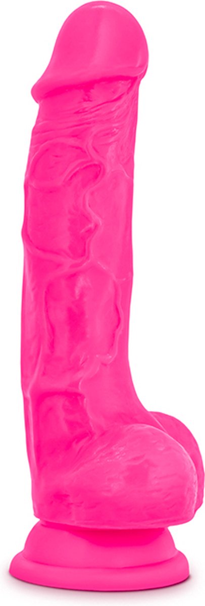 Goedkoopste Blush - Neon dildo met scrotum 19 cm dual density - Roze