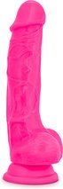 Blush - Neon dildo met scrotum 19 cm dual density - Roze