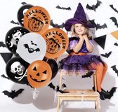 Halloween decoratie - Halloween Ballonnen x 100 stuks - 3D vleermuizen stickers x 48 stuks