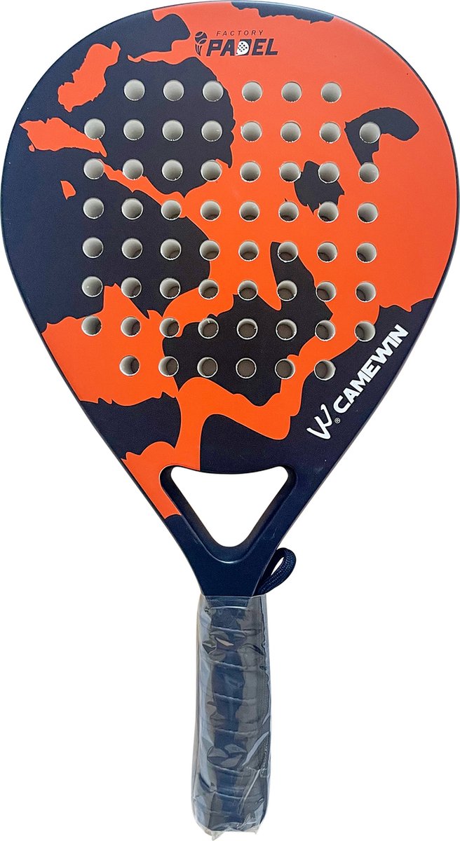 CAMEWIN Padel Racket - Oranje - Full carbon - met GRATIS rackethoes