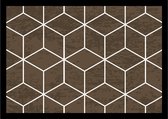 Deurmat Geometrisch 50x70 cm - Schoonloopmat - Bruin