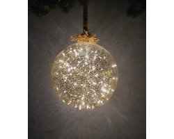 Luca Ligting Hangende glazen kerstbal goud op batterijen L80 x D25cm