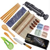 Winkrs - Kit Sushi bazooka - Set avec baguettes, couteau, cuillère, tapis à sushi etc. - Faire des sushis rapidement