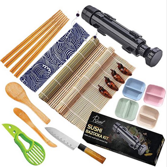 Kit Sushi Maker Con Sushi Bazooka - Set Completo Per Sushi Fai Da Te, Include Tappetino In Bambù - Foto 4