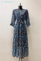 Trendy jurk Blauw -Bruin