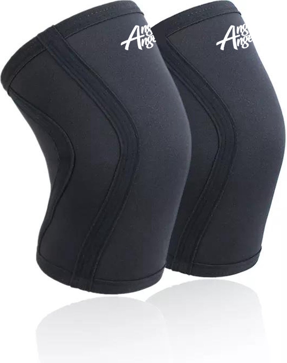 ANGRY ANGELS LIFESTYLE® Pro Knee Sleeves Set 7mm Neopreen voor fitness - crossfit - bodybuilding - weightlifting - powerlifting - Large