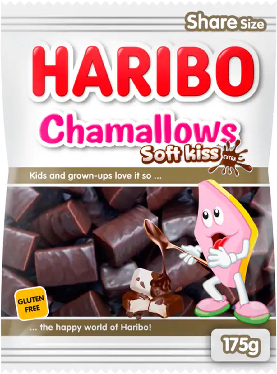 Haribo - Chamallows Soft-Kiss chocolade spekjes - 12 stuks 175 gr