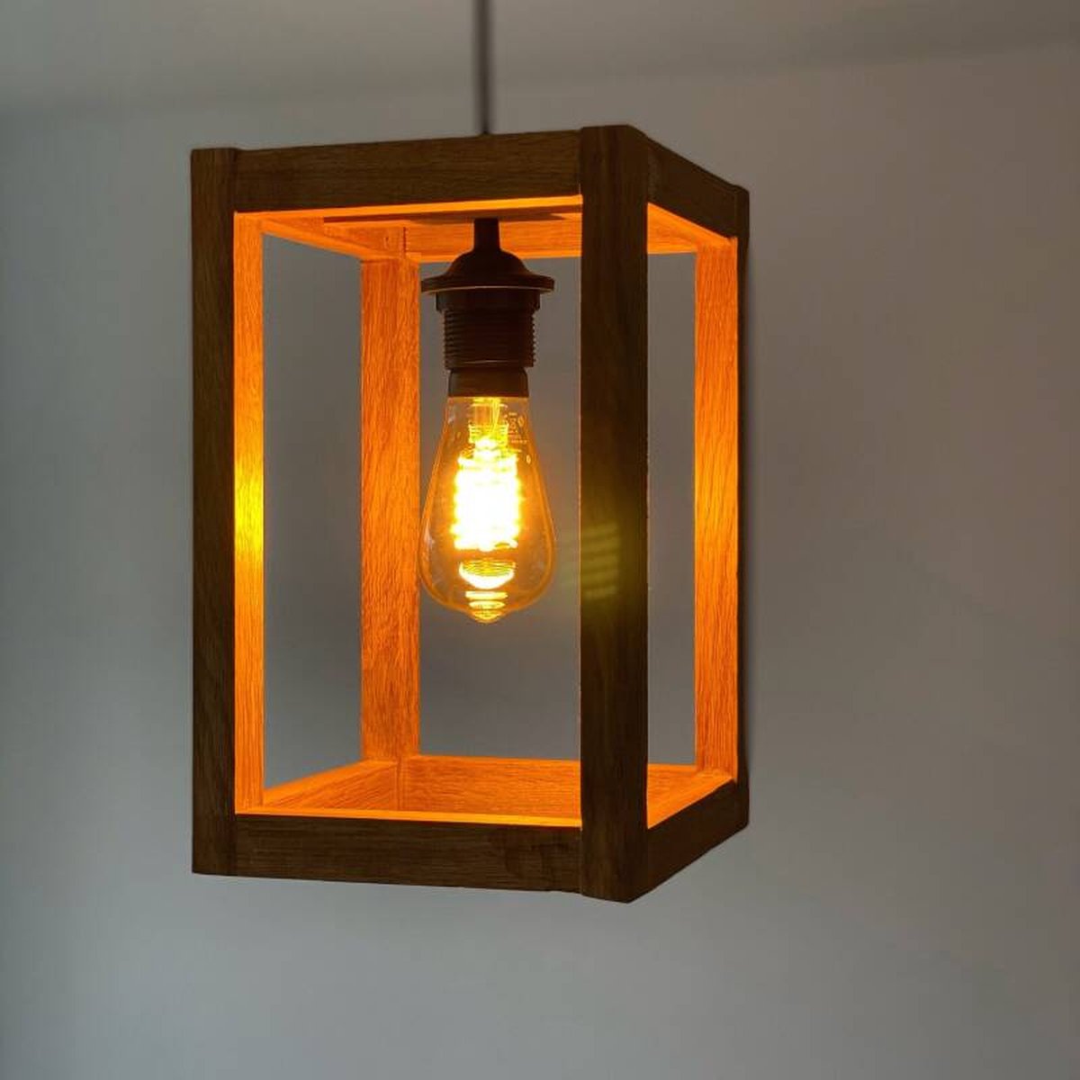 Eikenhouten Hanglamp — Enkel