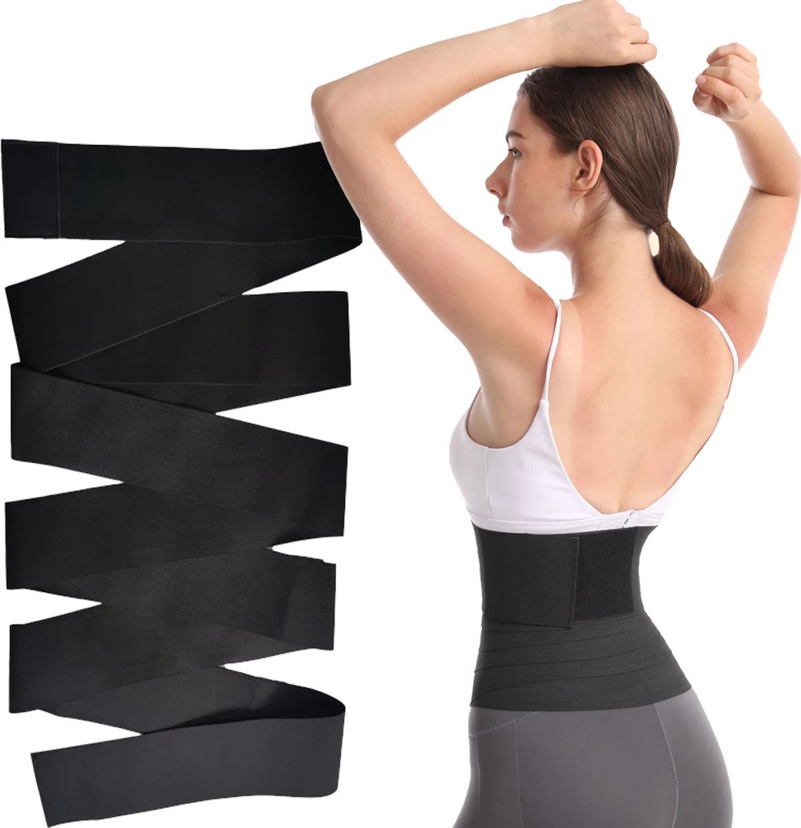 Goedkoopste Postpartum Band - Afslanken - Waist Power - Sauna Band - Taille Wrap - 4 Meter - Zwangerschapsband - Band Met Lus - Postpartum Buikband - One Size - Zweetband - Corrigerend Ondergoed - Dames - Corset - Waisttrainer - Zandloper - Corrigerend Buik