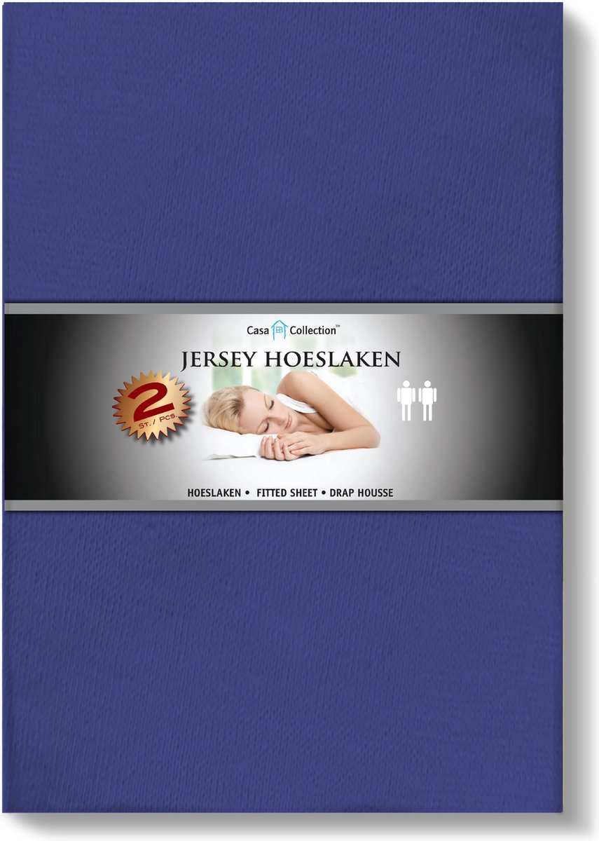 2 zachte Jersey hoeslakens - bleu 140x190 - Geschikt voor dikke matrassen (tot 30cm)