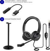 Office headset (3.5mm) + USB-C naar 3.5mm adaptor + headset houder