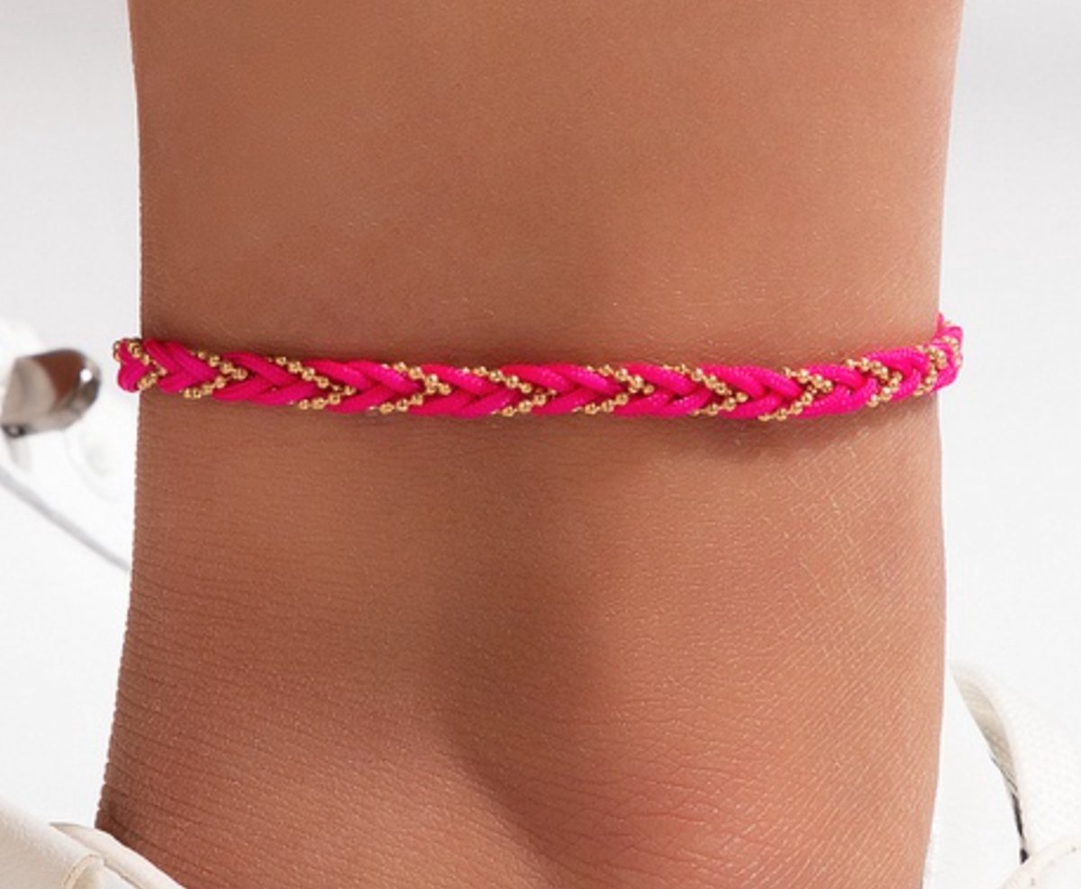 Enkelbandje / armbandje | touwtje | roze goud