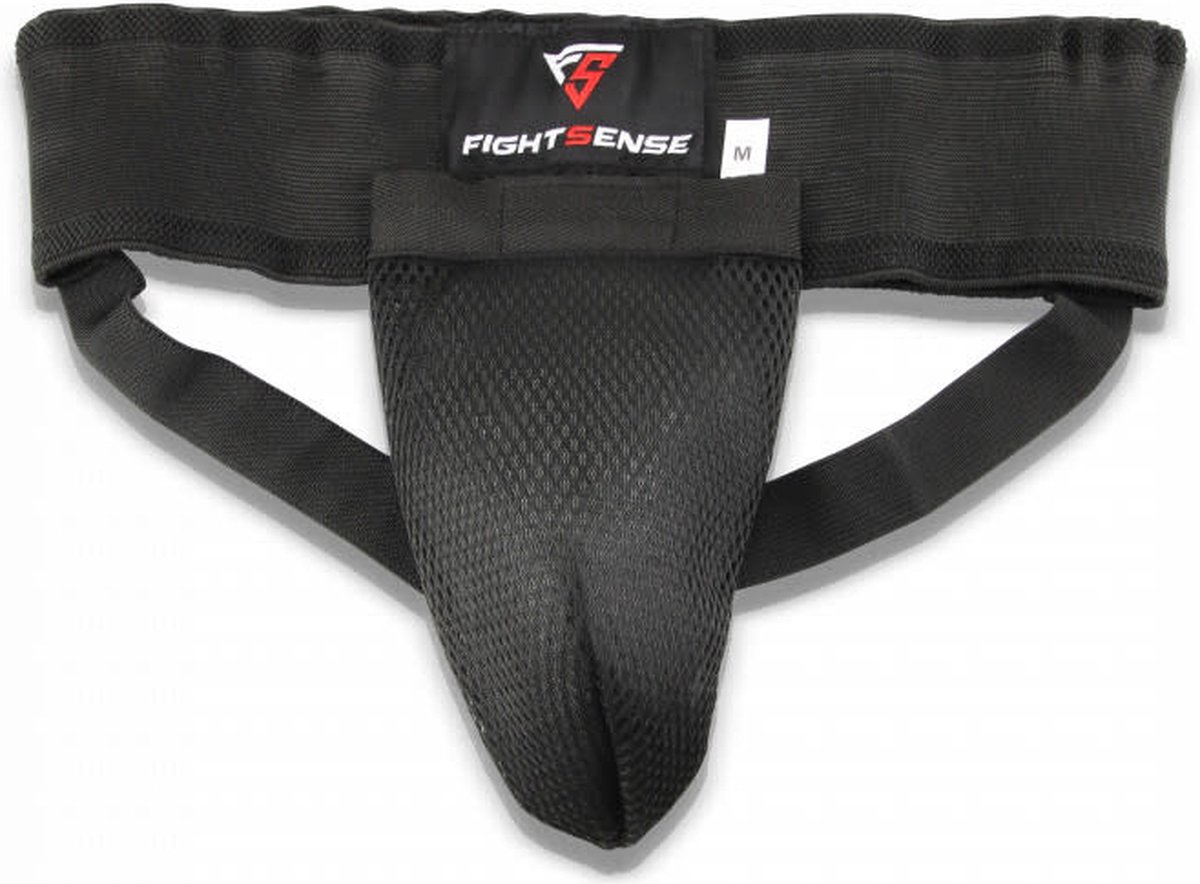Fightsense Kruisbeschermer Heren – Tok met Uitneembare PVC Cup – Kickboksen, MMA & Krav Maga – Zwart – M