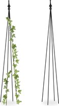 Relaxdays plantensteun - set van 2 - rankhulp - 120 cm hoog - klimplanten - metaal - zwart
