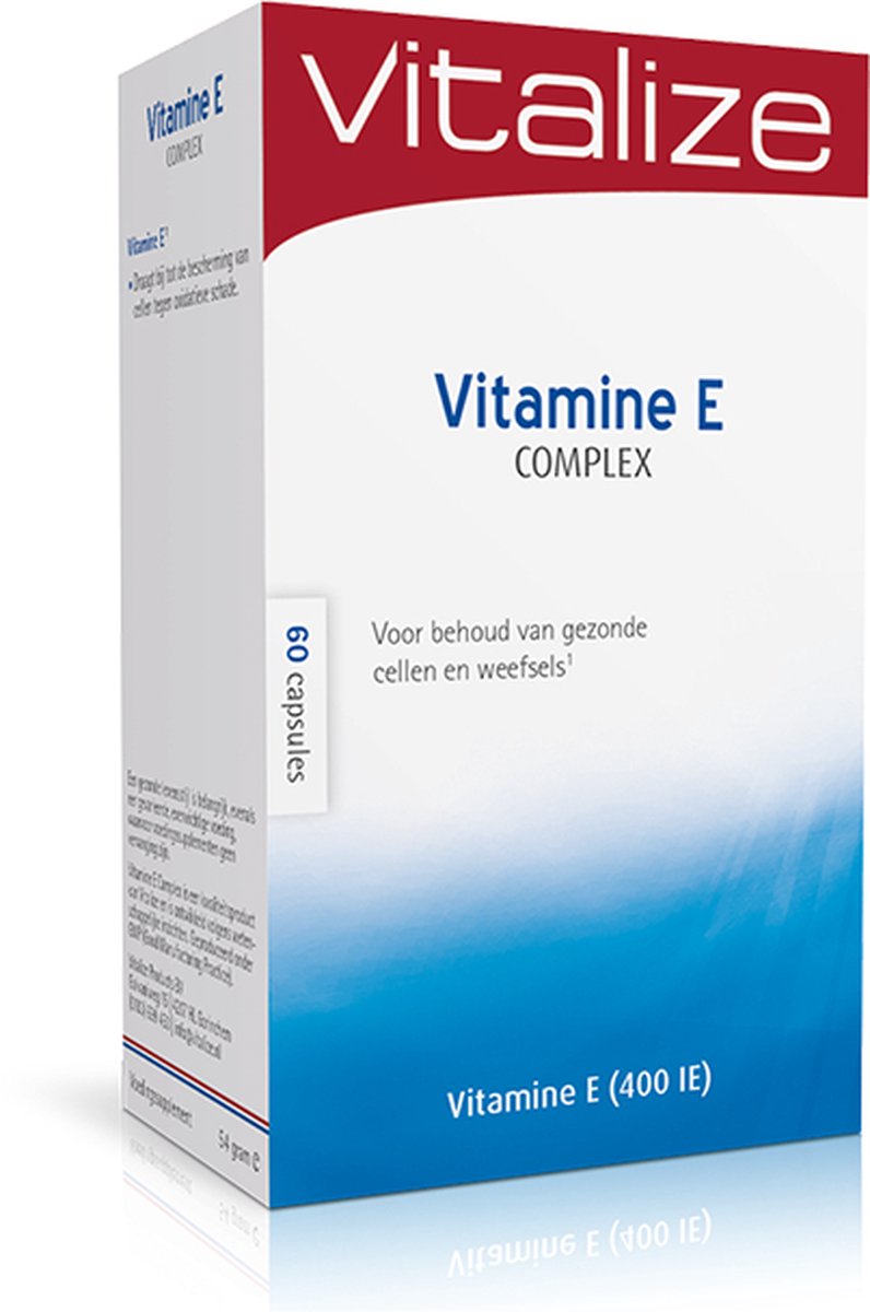 Vitalize Vitamine E Complex 60 capsules - Voor het behoud van gezonde cellen en weefsels - Draagt bij tot de bescherming van cellen tegen oxidatieve schade