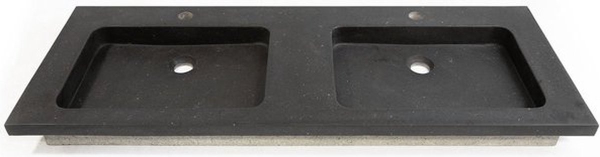 Saniclass Noche meubelwastafel 120x46x9cm met 2 kraangaten 2 sifonuitsparingen 2 wasbakken basalt gepolijst