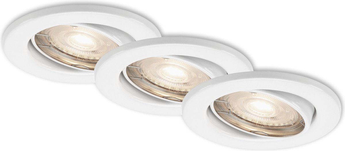 Briloner Leuchten STEN - LED-inbouwlampen - set van 3 plafondlampen - LED-module draaibaar - elk 5 watt - elk 460 lumen - 3.000 Kelvin - IP23 - wit