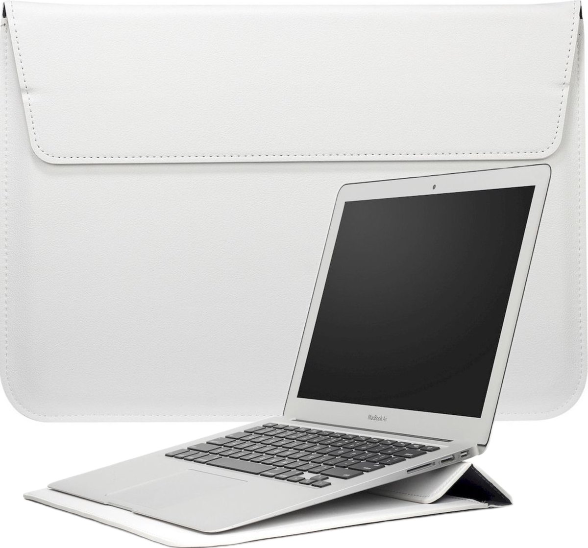 Laptoptas 13 inch - Vegan Leer - Laptoptas met Standaard en Opbergvak - Laptopstandaard en Sleeve voor Laptops van 13 tot 14 inch voor o.a Microsoft Surface Laptop Go/Pro/Chromebook