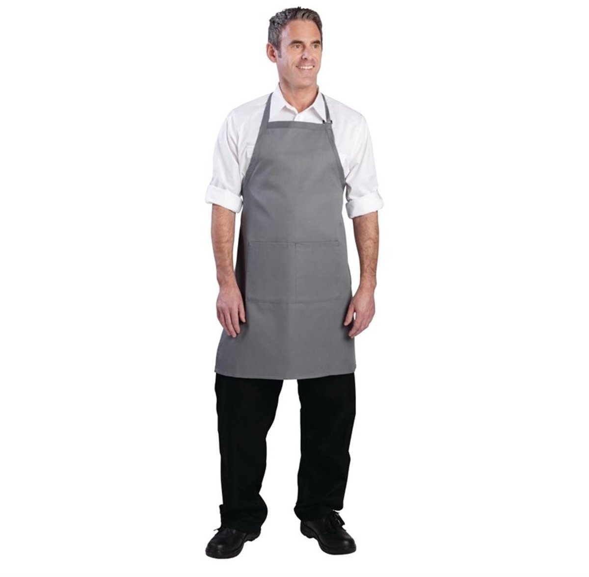Chef Works halterschort grijs
