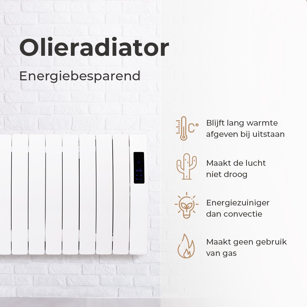 SYLRO® OLIEGEVULDE RADIATOR-2300W ELEKTRISCH MET WIFI - WIT – foto 4