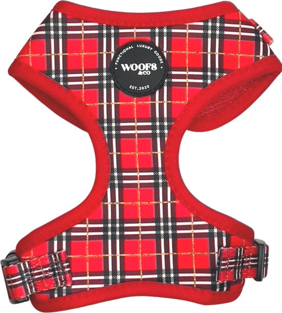 Foto: Woofs co hondentuigje tartan volledig verstelbaar bij hals en buik mesh voering maat xxs tuigje voor puppy of kleine hond