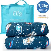 Ella® Verzwaringsdeken Kind 3,2kg - 100 x 150cm - Zwaartedeken - Weighted Blanket - Verzwaarde Deken - OEKO-TEX Katoen - Ruimte & Astronauten