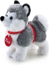 Trudi Trudini Knuffel Hond Husky 15 cm - Hoge kwaliteit pluche knuffel - Knuffeldier voor jongens en meisjes - Grijs WIt - 8x15x15 cm maat XS